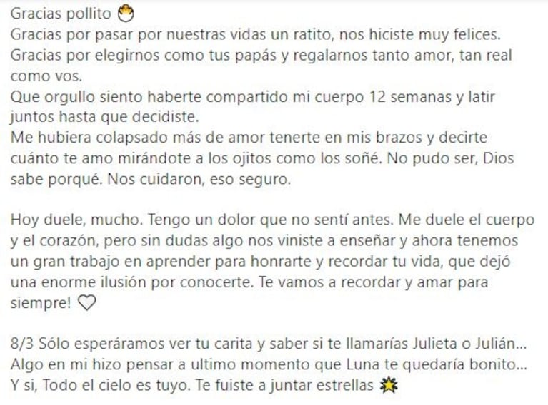 Las desgarradoras palabras Daniella Mastricchio tras perder su embarazo: "Hasta siempre bebito"