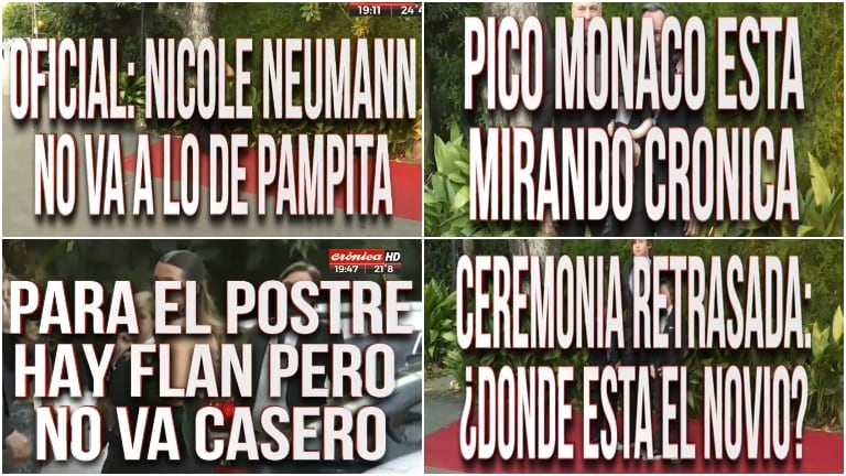 Las desopilantes placas de Crónica TV durante el casamiento de Pampita y Roberto García Moritán (Fotos: Capturas)