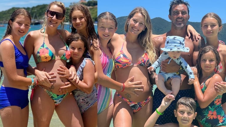 Las dulces fotos de Mica Viciconte con las hijas de Cubero tocándole la pancita (Fotos: Instagram)