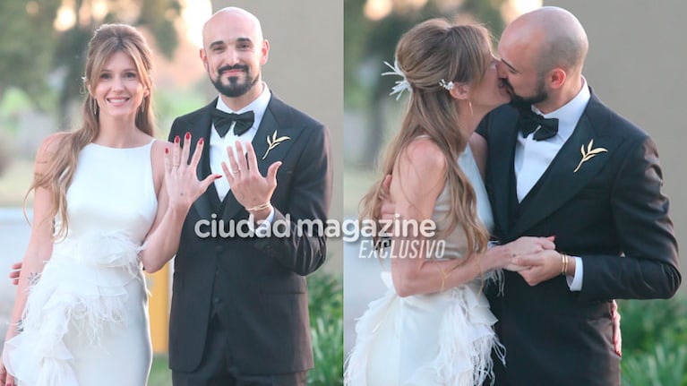 Las fotos de la fiesta de boda súper íntima de Abel Pintos y Mora Calabrese: elegancia y romance al atardecer