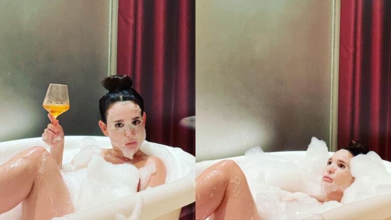 Las fotos de Lali González a puro glam en una bañera con espuma y una copa de champagne (Fotos: Instagram)