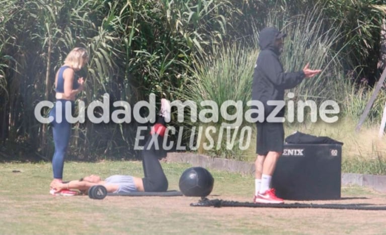 Las fotos de Luciano Castro y Flor Vigna entrenando juntos: fitness y complicidad en el gimnasio donde nació su amor