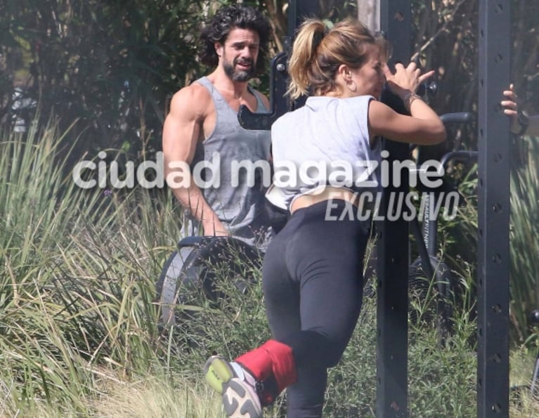 Las fotos de Luciano Castro y Flor Vigna entrenando juntos: fitness y complicidad en el gimnasio donde nació su amor