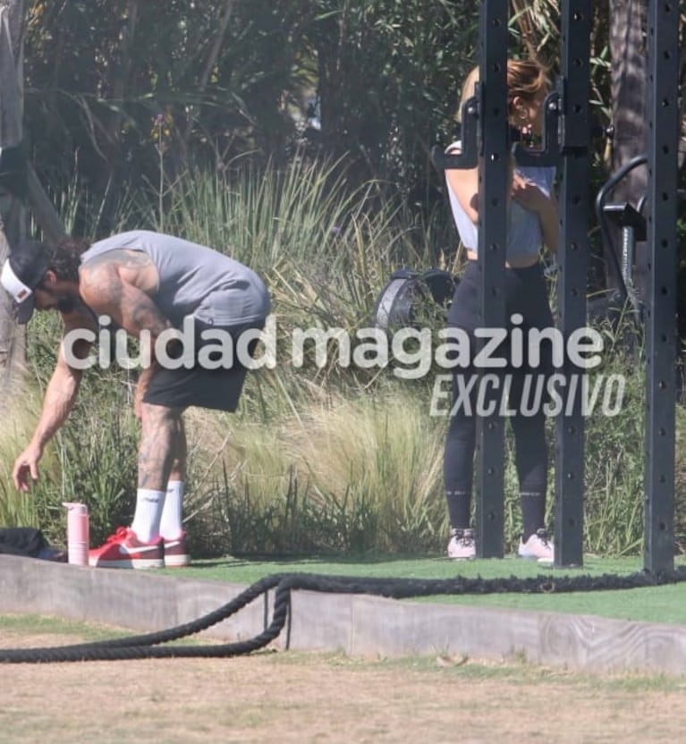 Las fotos de Luciano Castro y Flor Vigna entrenando juntos: fitness y complicidad en el gimnasio donde nació su amor