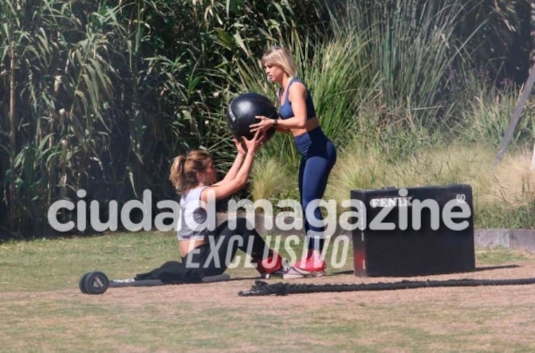 Las fotos de Luciano Castro y Flor Vigna entrenando juntos: fitness y complicidad en el gimnasio donde nació su amor