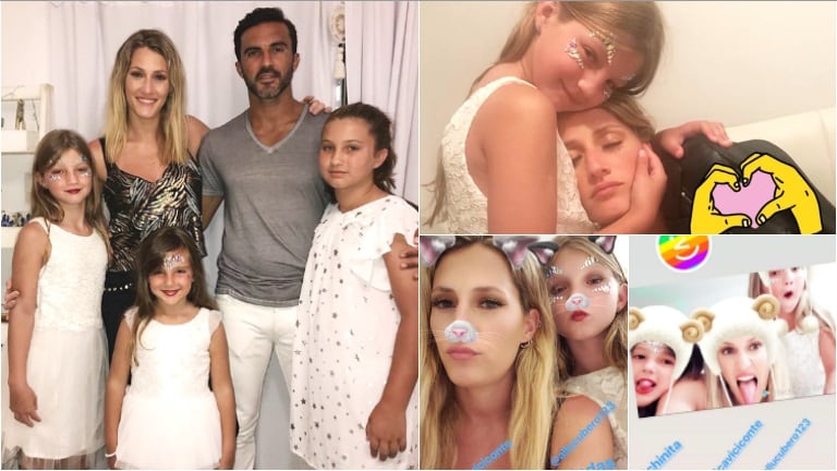 Las fotos de Mica Viciconte, a puro mimo con las hijas de Fabián Cubero (Fotos: Instagram y Capturas de Instagram Stories)