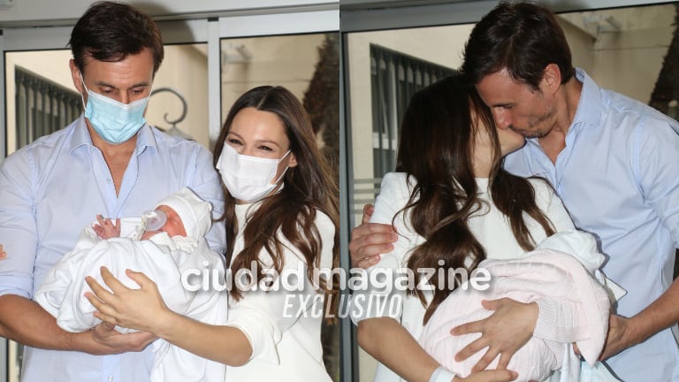 Las fotos exclusivas de Pampita junto a su hija Ana y Roberto García Moritán saliendo de la clínica (Fotos: Movilpress)