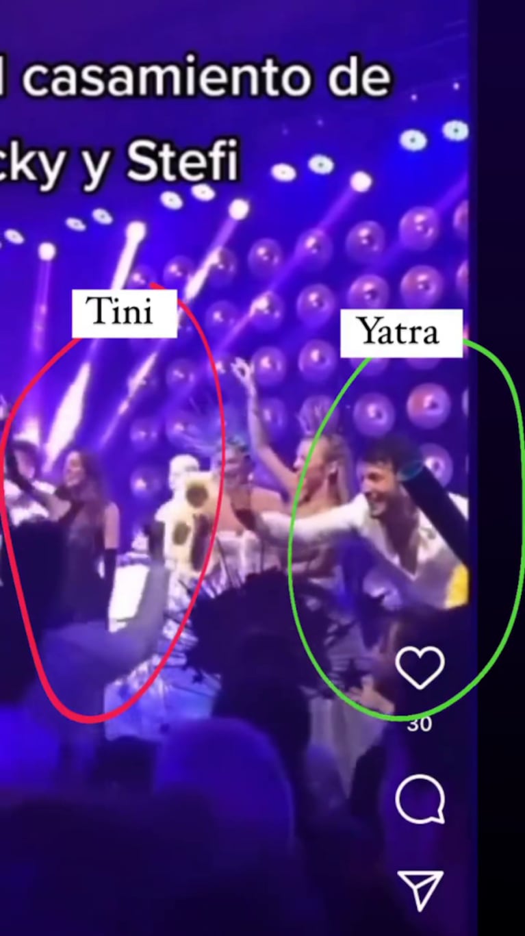 Las imágenes de Tini Stoessel y Sebastián Yatra en la boda de Ricky Montaner y Stefi Roitman, en medio de rumores de reconciliación