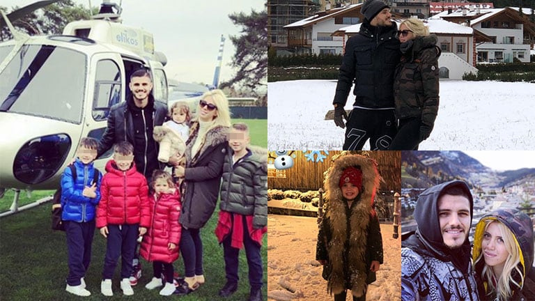 Las increíbles vacaciones de Wanda Nara y Mauro Icardi en la nieve: amor, juegos y viaje en helicóptero