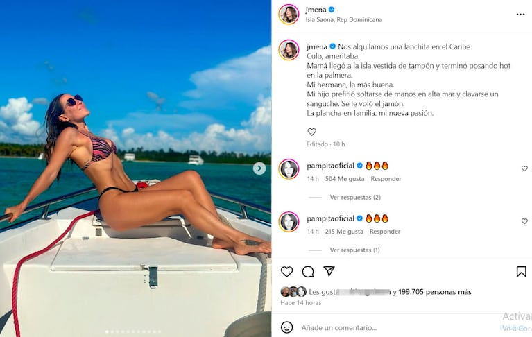 Las paradisíacas vacaciones de Jimena Barón en República Dominicana y la ocurrente crítica fashion a su mamá