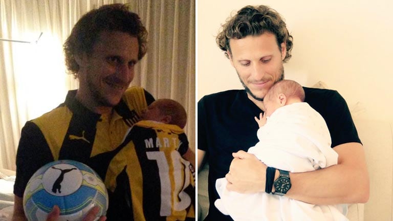 Las primeras fotos de Diego Forlán con Martín, su bebé