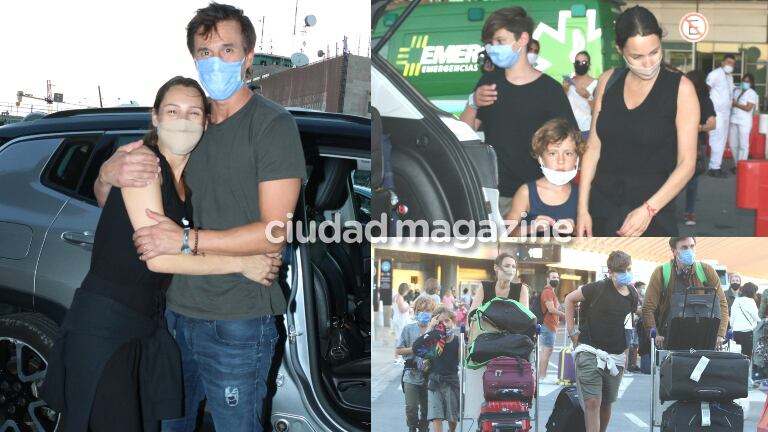 Las primeras fotos de Pampita, embarazada recién llegada a Argentina: en familia y a pura sonrisa y mimos con Moritán