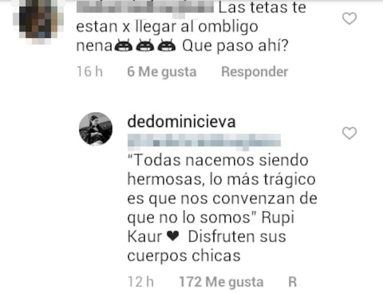 Las respuestas de Eva de Dominici, tras maliciosos comentarios sobre sus lolas: "¿Por qué le exigimos ridiculeces al cuerpo de la mujer?"