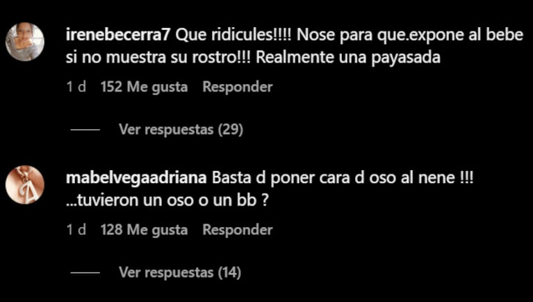 Las usuarias de Instagram se enojaron con Nicole por no mostrar el rostro de Cruz.