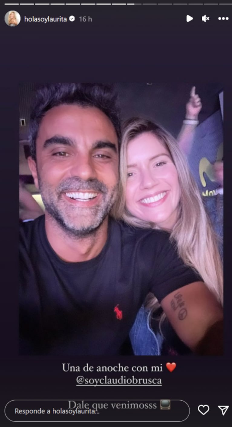 Laurita Fernández compartió una romántica foto de su cita con Peluca Brusca: "Con mi amor"