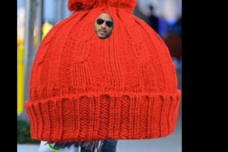 Lenny Kravitz no puede escapar de su meme por una "bufanda" gigante