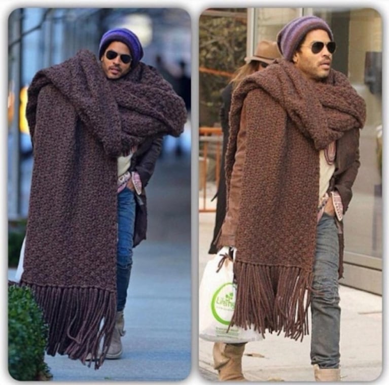 Lenny Kravitz no puede escapar de su meme por una "bufanda" gigante