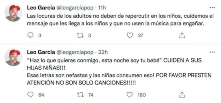 Leo García arremetió nuevamente contra Tini Stoessel y María Becerra: "Sus letras son nefastas"