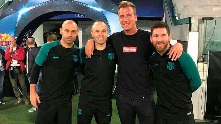 Leo Messi con Maxi López. 