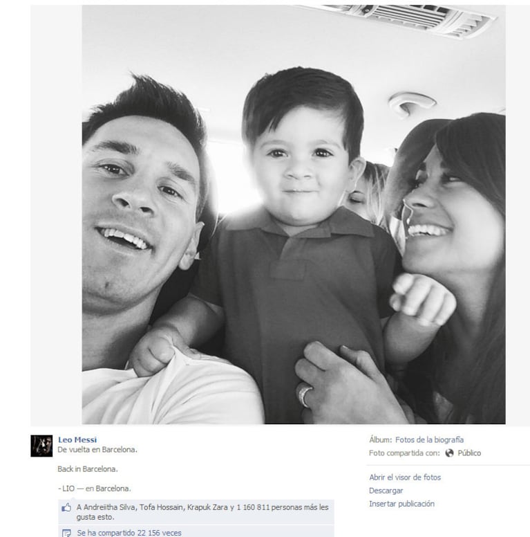 Lionel Messi con Antonella y Thiago. (Foto: Facebook)