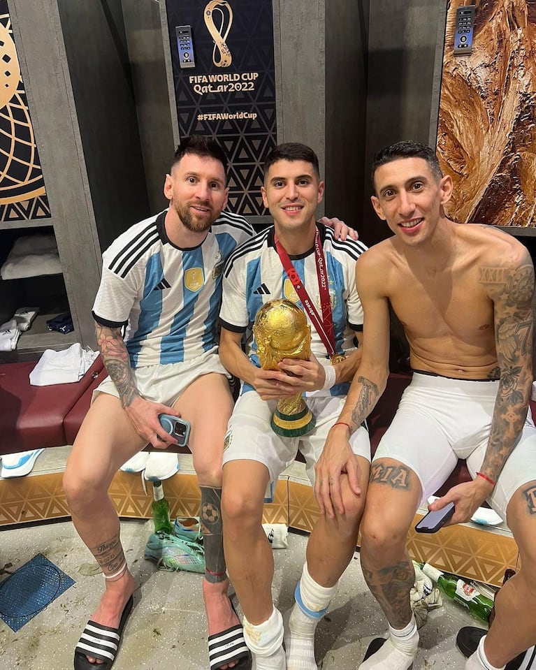 Lionel Messi, Exequiel Palacios y Angel Di Maria.