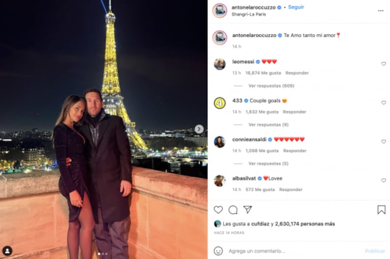 Lionel Messi y Antonela Roccuzzo se mostraron apasionados en París: "Te amo tanto mi amor"