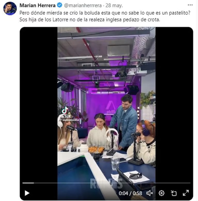 Lola Latorre contestó a las críticas por no haber comido pastelitos: “Dejen de bardearme por mi clase social”