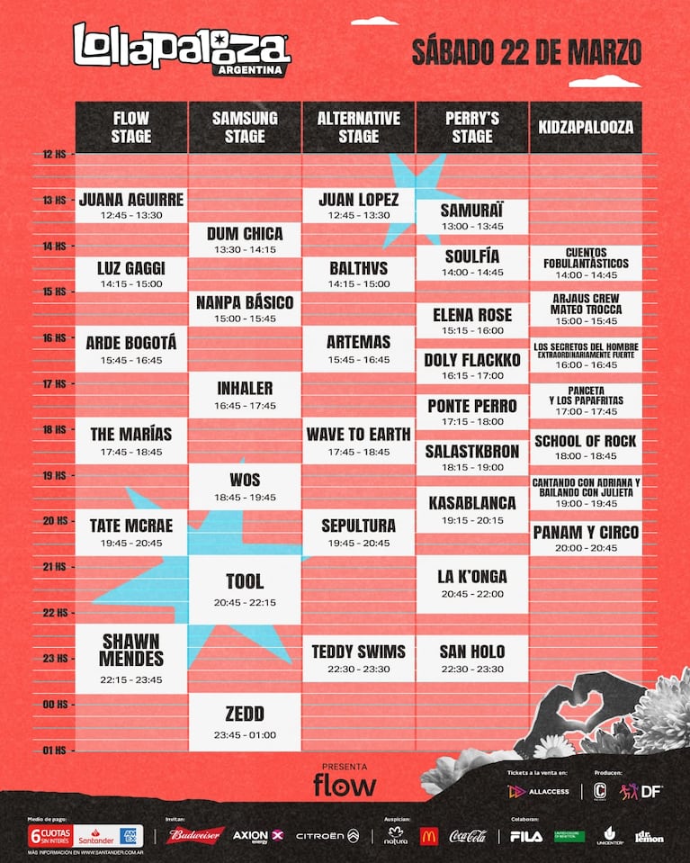 Lollapalooza Argentina 2025: horarios confirmados y qué día toca cada artista