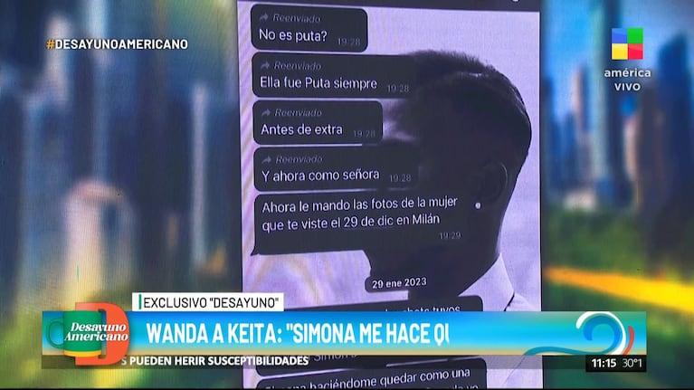 Los chats de Wanda Nara y Keita Baldé.