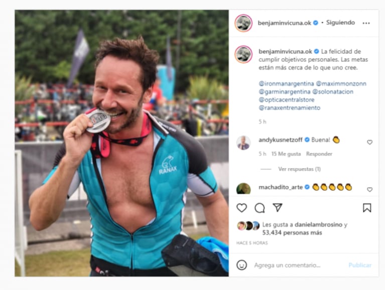 Los ex de la China Suárez, Benjamín Vicuña y Nicolás Cabré, compitieron en el Triatlón Ironman