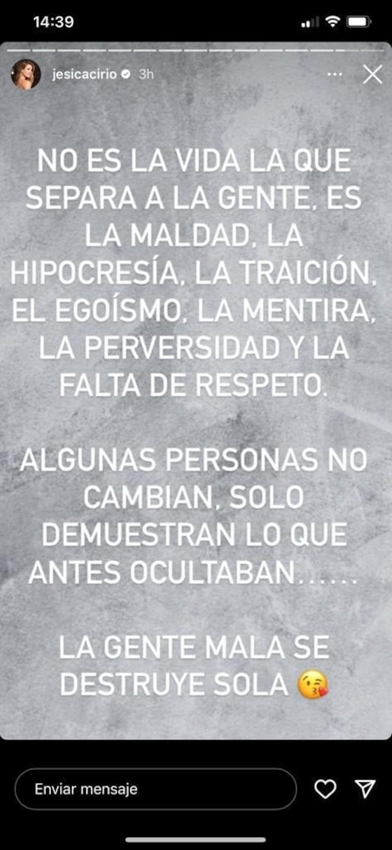 Los extraños posteos de Jésica Cirio que sorprendieron a todos: "No es la vida la que separa a la gente"