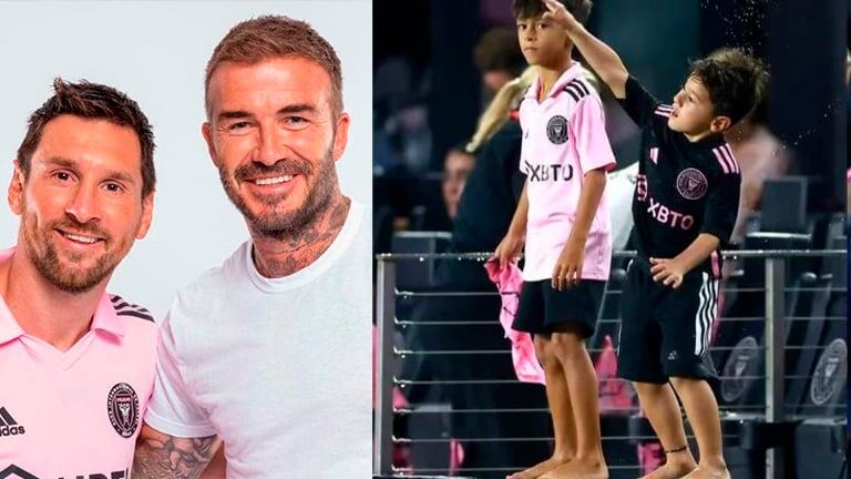 Los hijos de Lionel Messi jugaron con David Beckham antes del partido del Inter Miami