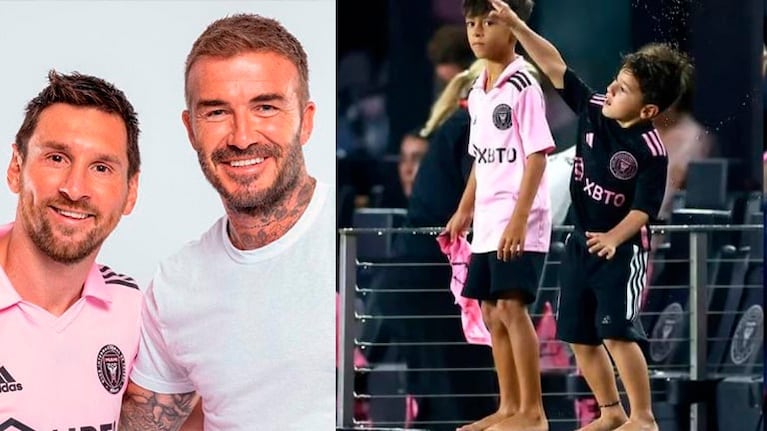 Los hijos de Lionel Messi jugaron con David Beckham antes del partido del Inter Miami