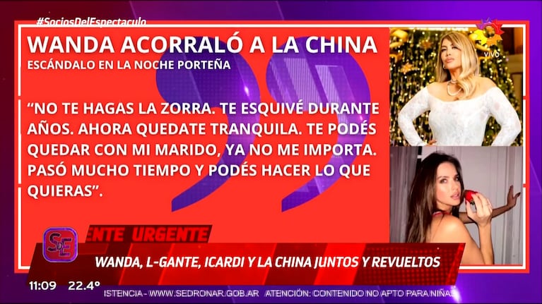 Los insultos de Wanda Nara a la China Suárez.