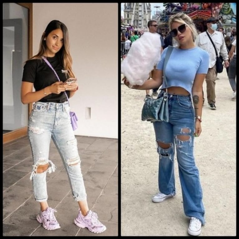 Los looks "calcados" de Antonela Roccuzzo y Wanda Nara: eligen las mismas marcas pero con sus propios estilos