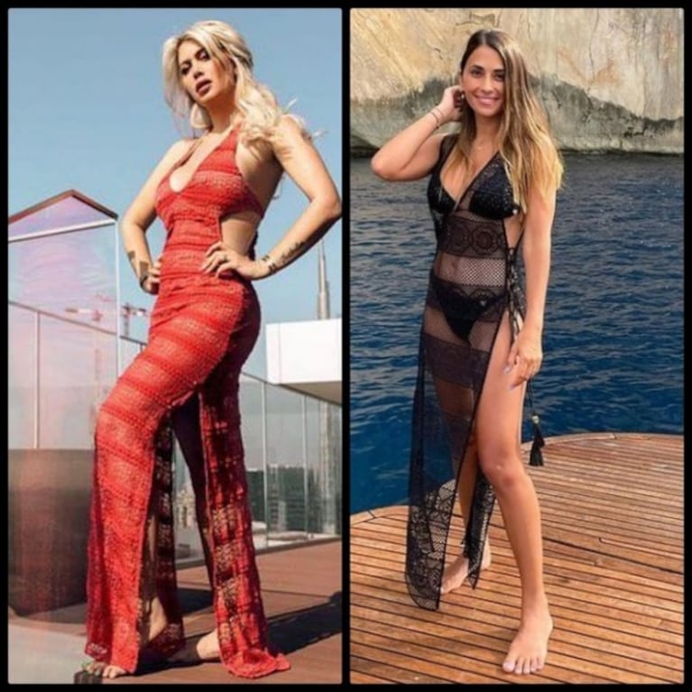 Los looks "calcados" de Antonela Roccuzzo y Wanda Nara: eligen las mismas marcas pero con sus propios estilos