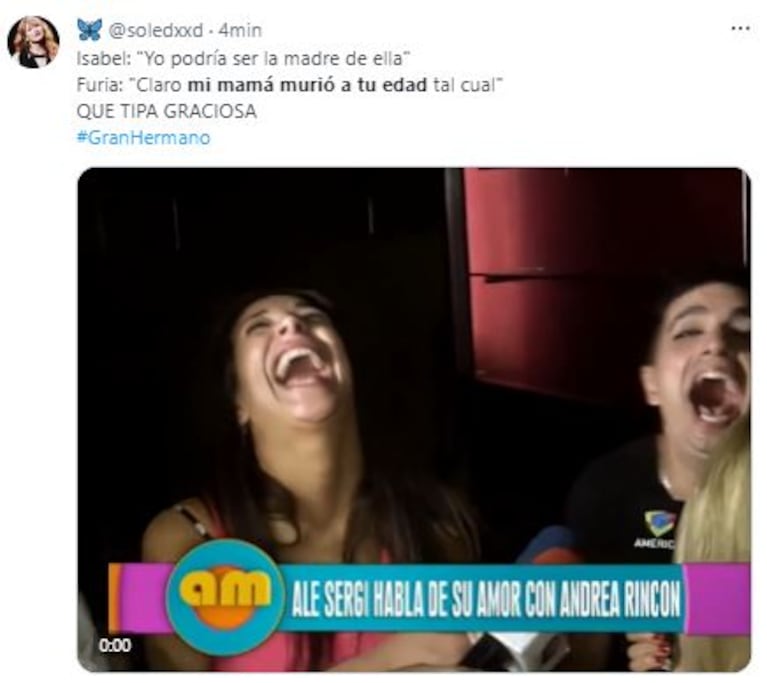 Los memes de la respuesta de Furia a Isabel en Gran Hermano (Foto: Twitter / X)