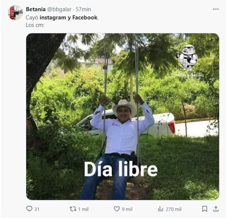 Los memes por la caída de Facebook y Twitter.