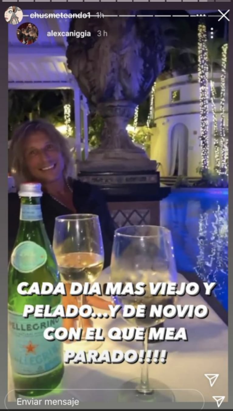 Los polémicos mensajes de Alex Caniggia en contra de su papá y su novia: "Cada día más viejo, estás mal"