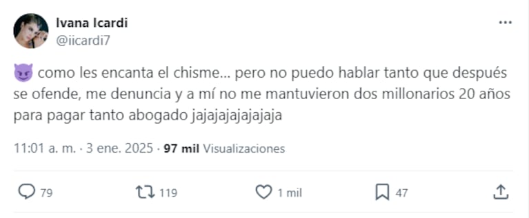 Los posteos de Ivana Icardi contra Wanda Nara.