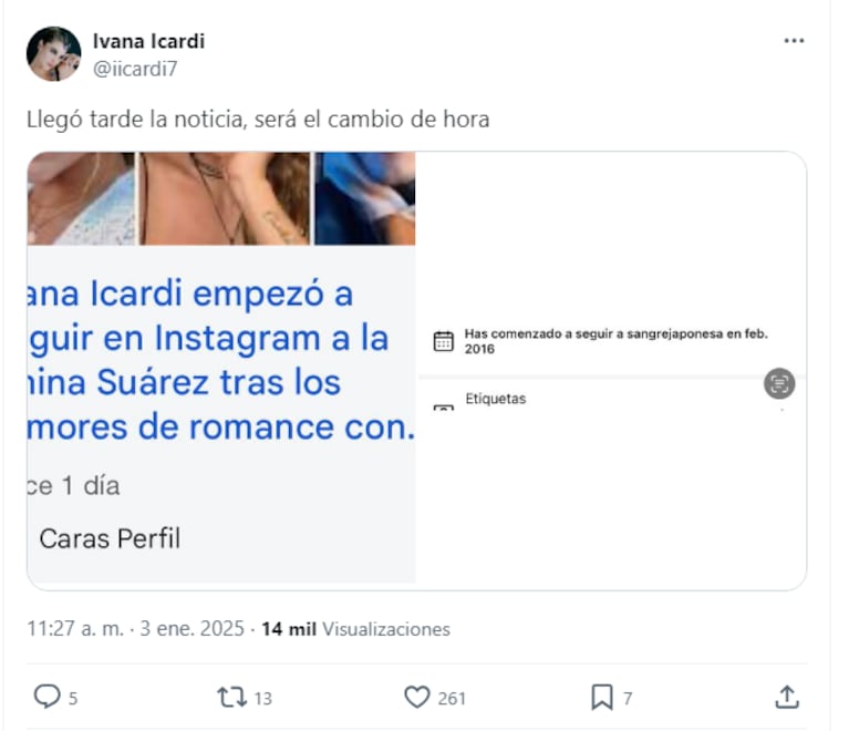 Los posteos de Ivana Icardi contra Wanda Nara.