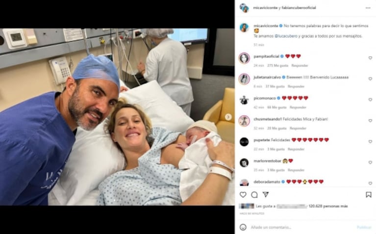 Los tiernos mensajes de los famosos a Mica Viciconte y Fabián Cubero por el nacimiento de Luca: "Muchas bendiciones para toda la familia"