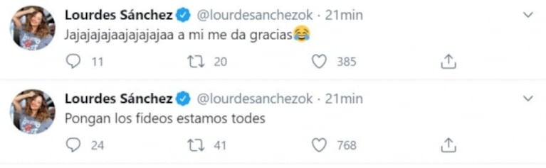 Los tweets 'en tiempo real' de Lourdes Sánchez en el debut de Alexander Caniggia en Cantando 2020: "Nunca pensé que iba a decir esto, pero canta bien"