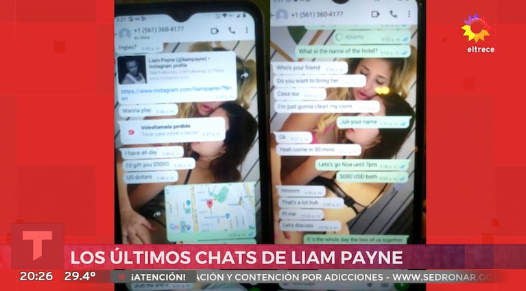 Los últimos mensajes de Liam Payne antes de morir (Captura: eltrece)