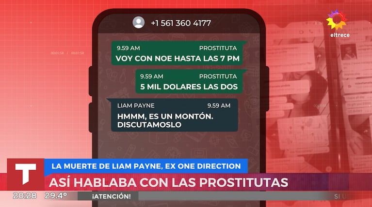 Los últimos mensajes de Liam Payne antes de morir (Captura: eltrece)