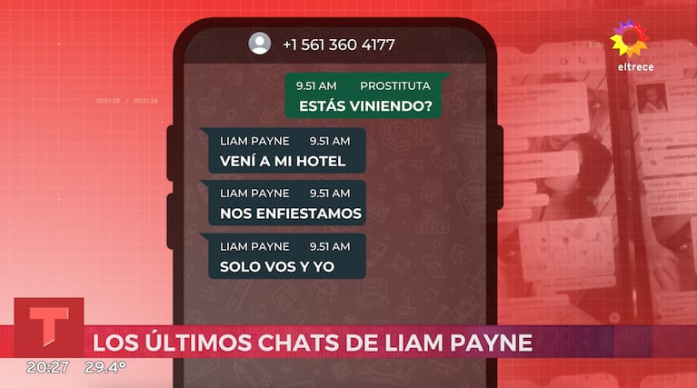 Los últimos mensajes de Liam Payne antes de morir (Captura: eltrece)