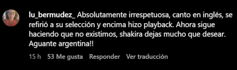 Los usuarios se indignaron con Shakira por su supuesto ninguneo a la Selección Argentina.