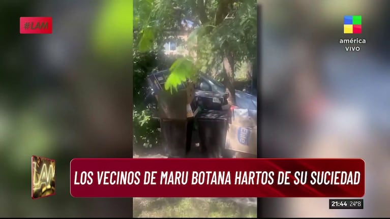 Los vecinos de Maru Botana se quejan por su basura (Foto: captura de América).