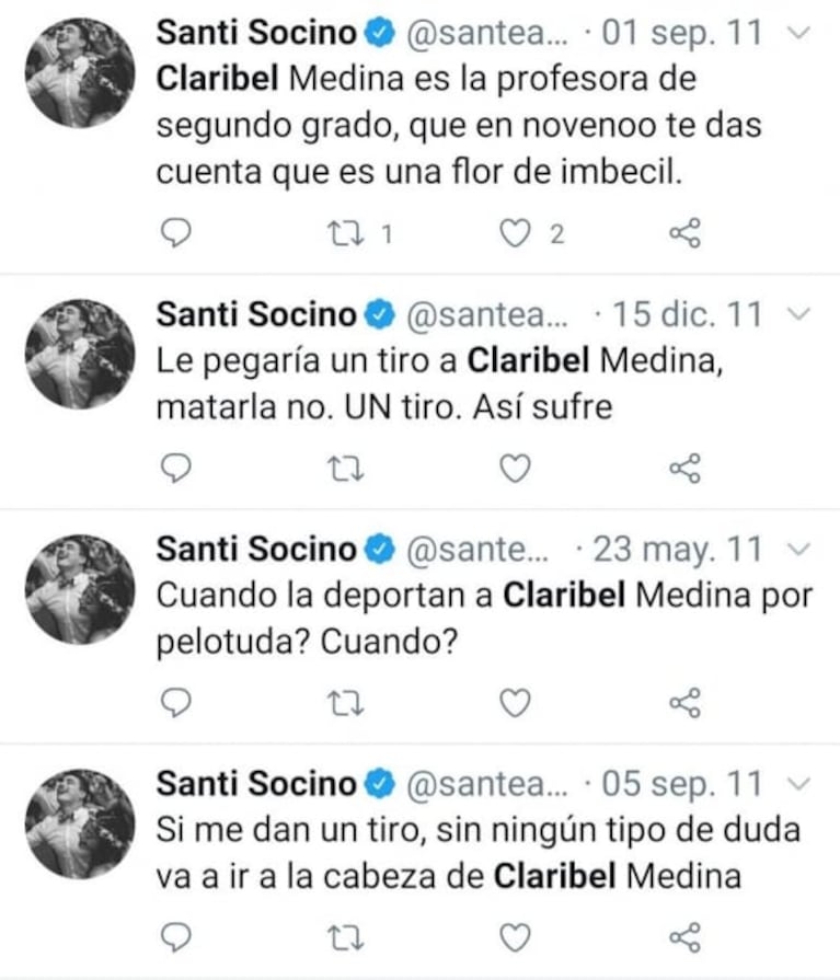 Los violentos mensajes de otro integrante de Los Pumas contra Claribel Medina: "Le pegaría un tiro"