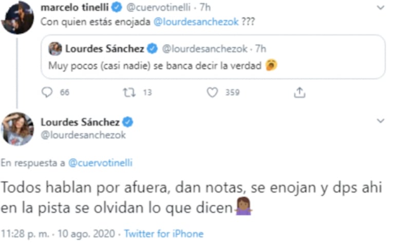 Lourdes Sánchez le tiró un "palito" a Adabel Guerrero y Marcelo Tinelli reaccionó: "¿Con quién estás enojada?"